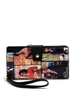 Magazine Cover Collage Clutch Wallet Wristlet OA015 MULTI